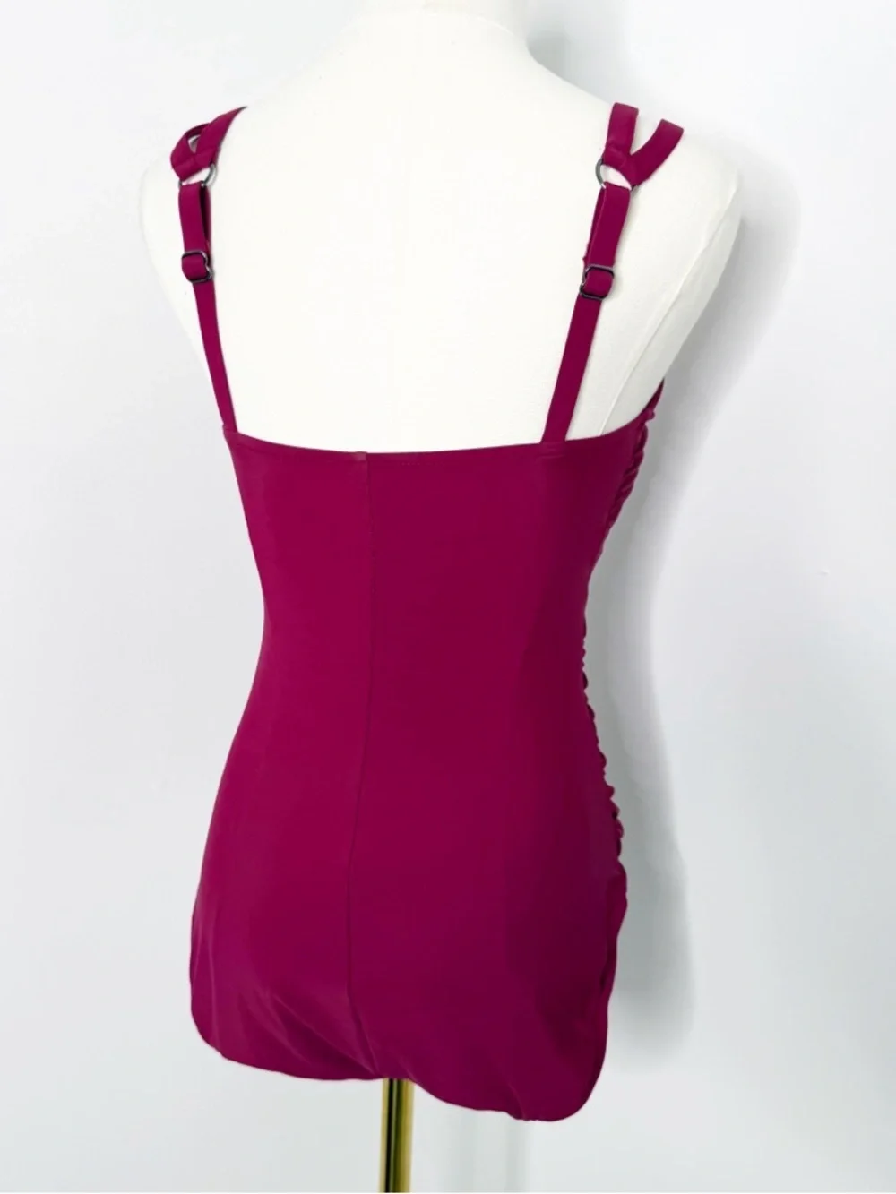 Aqua Green One Piece Swimsuit Size Medium Magenta Ruched Tummy Control
